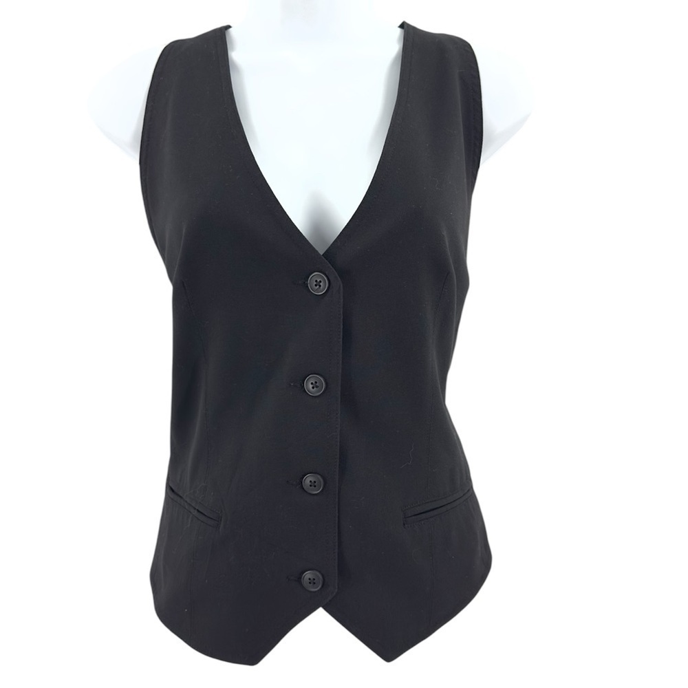 Norma Kamali Vest Womens Medium Button Up Preppy Office Whimsy Goth Office